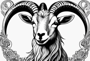 Image of a goat combined with a Snake. The 2 pairs of horns are the snake. tattoo idea