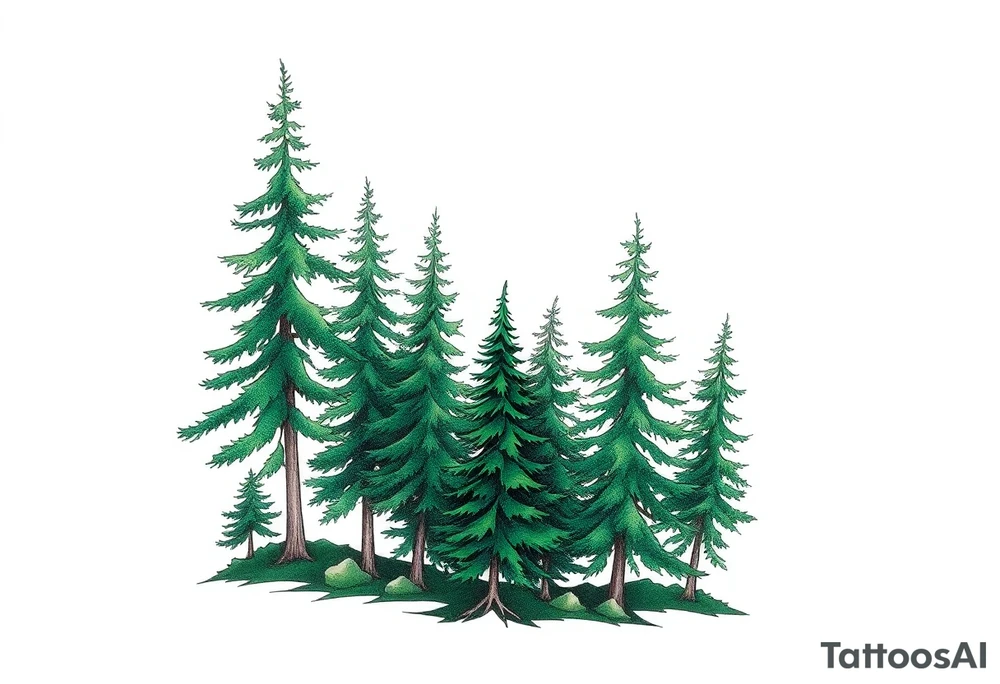 green trees tattoo idea