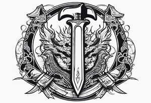 Valhalla death 
prayer sword dragon axe tattoo idea