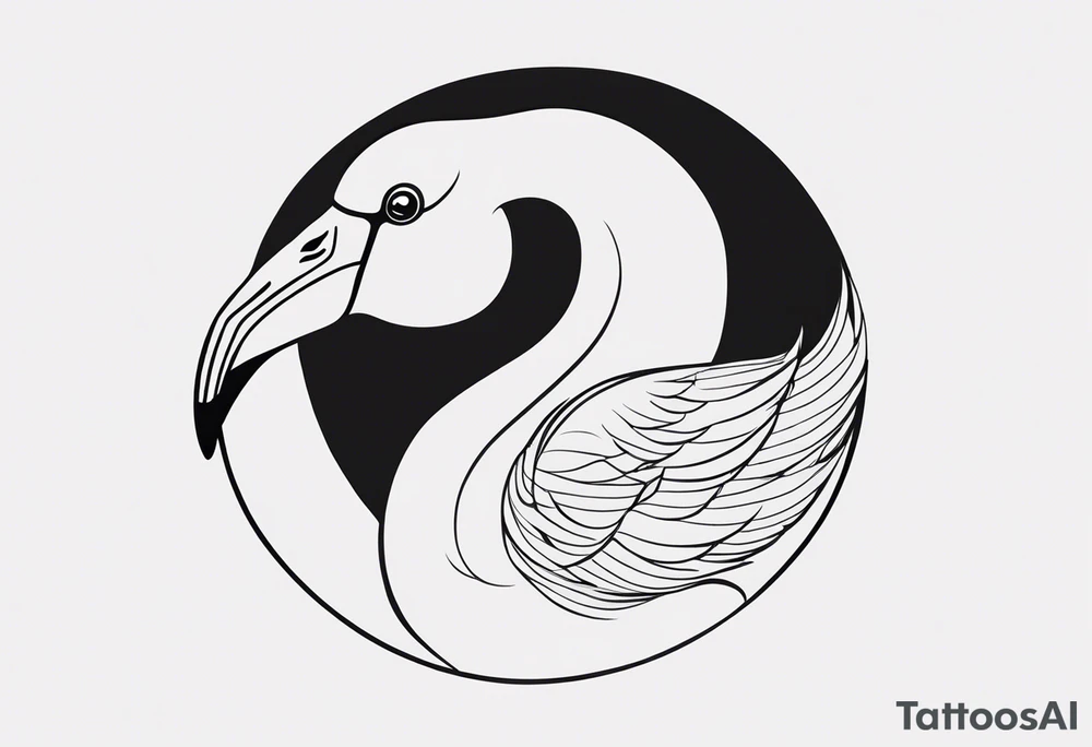 cute flamingo yinyang tattoo idea