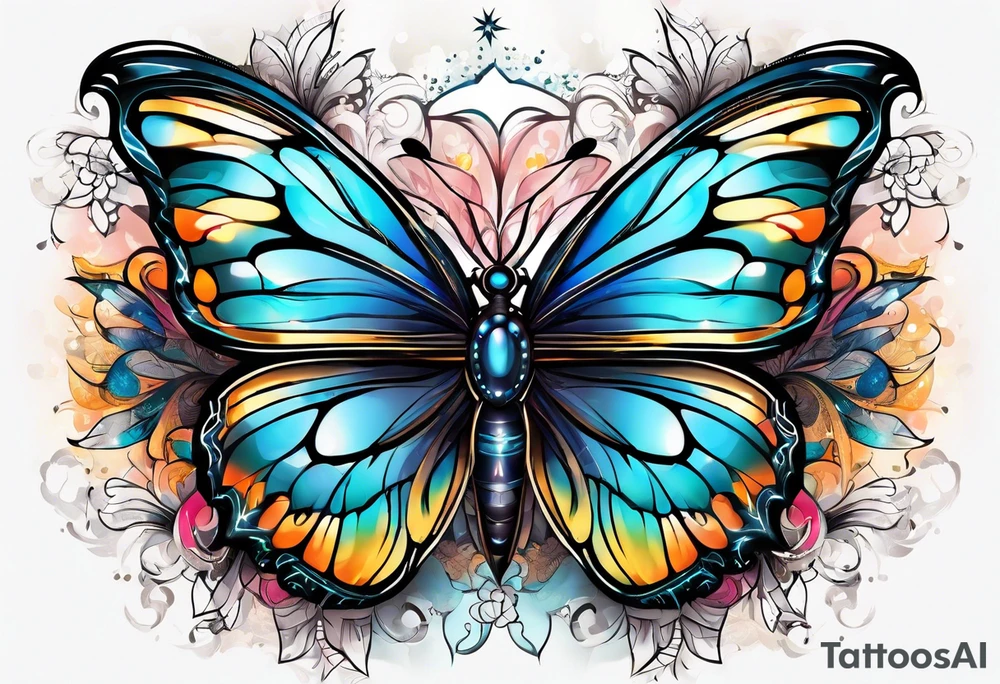 Butterfly with star tattoo idea