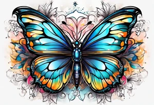 Butterfly with star tattoo idea
