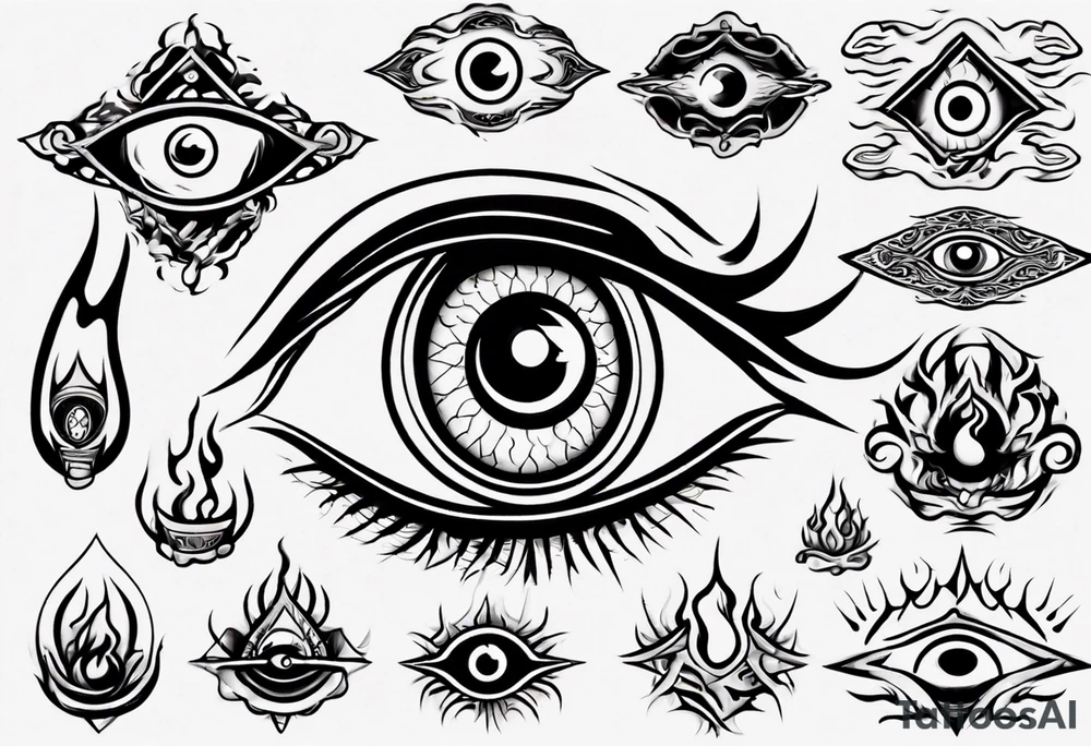 eye with flames tattoo idea