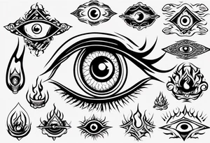 eye with flames tattoo idea
