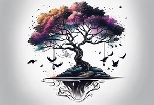 leave's tree flying away tattoo idea