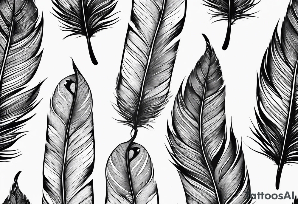 pen wrapped in feather tattoo idea