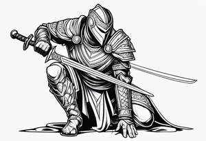 simple lines 
kneeling warrior with sword tattoo idea