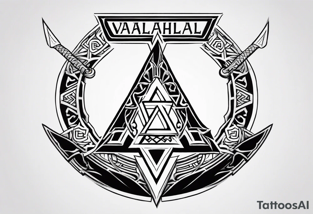 Valhalla sword shield valknut axe tattoo idea