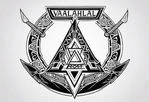 Valhalla sword shield valknut axe tattoo idea