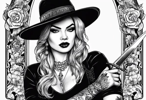 Margo Robbie holding a dagger tattoo idea