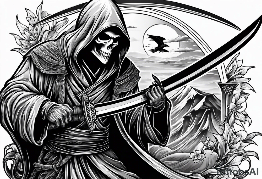 grim reaper with katana tattoo idea