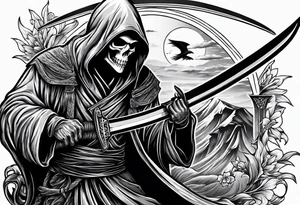 grim reaper with katana tattoo idea