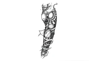 Full leg tattoo with jujutsu, Kaisen, solo leveling and demon slayer ideas tattoo idea