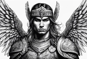 Archangel warrior with shadow face tattoo idea