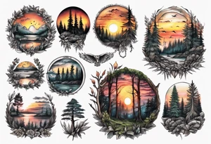 sunset in the forrest tattoo idea
