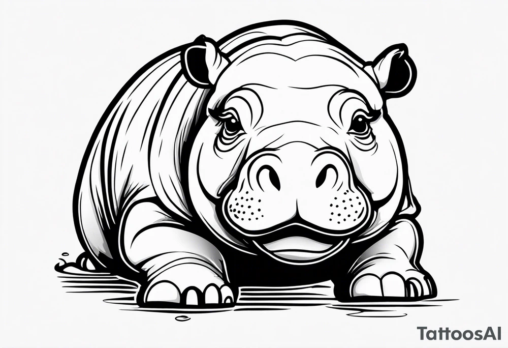 Baby hippo acting rough tattoo idea