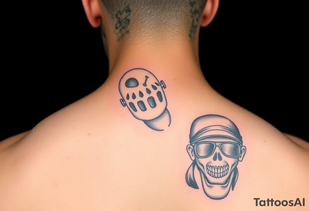 Ski mask grills Thug character rob another character tattoo idea