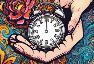 Close up of a hand about to turn off their digital alarm clock. The time on the clock says 5:3666. tattoo idea
