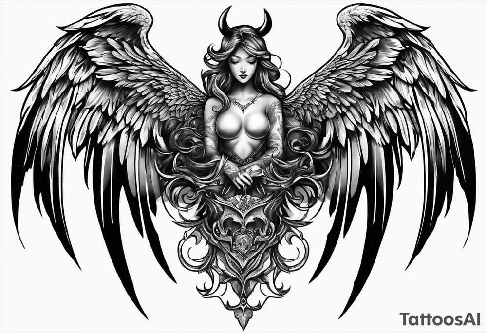Angel and devil wings tattoo idea
