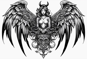 Angel and devil wings tattoo idea
