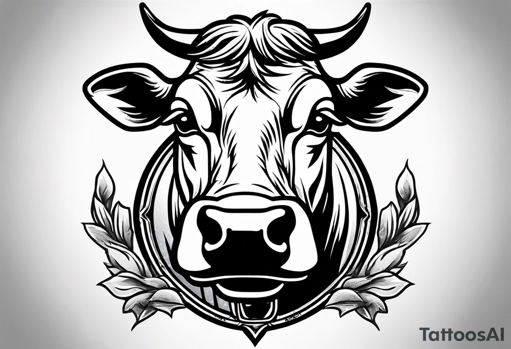 cow in a wrestling ring tattoo idea