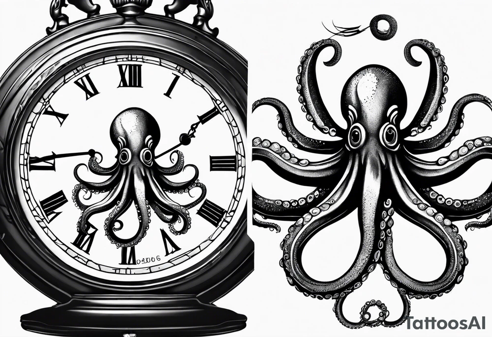 Octopus, pocket watch tattoo idea