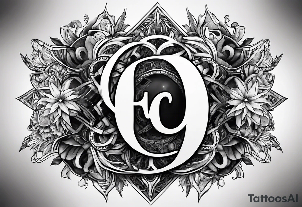 letters “ E S C M” meshed together tattoo idea