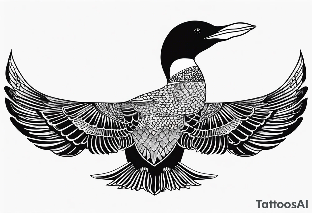 A loon with its wings spread looking badass and tough tattoo idea A loon with its wings spread looking badass and tough tattoo idea