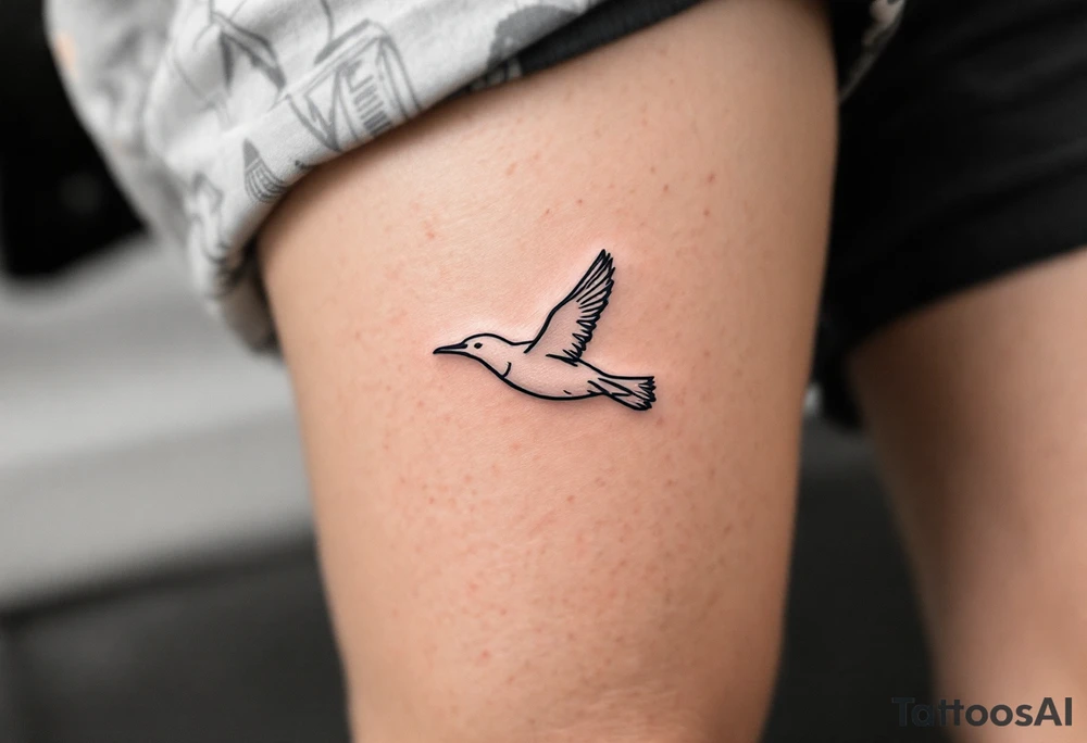 Minimalist Albatross Line Art – A single continuous black line forming the shape of an albatross in flight, ideal for a discreet and elegant design. tattoo idea