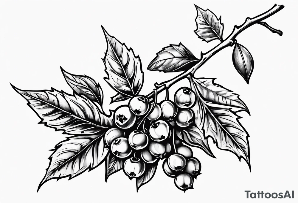 holly berry stalk tattoo idea