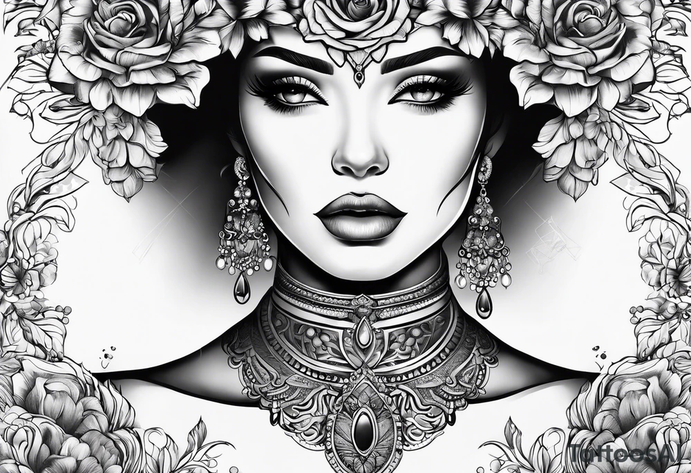 Feminine throat tattoo idea
