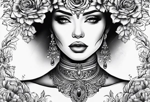 Feminine throat tattoo idea