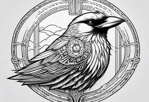 Valhalla bird straight line tattoo idea