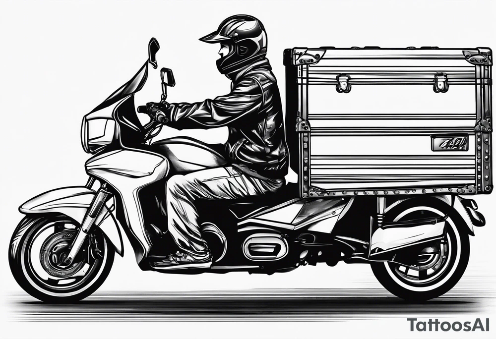 Courier with packages in panic tattoo idea