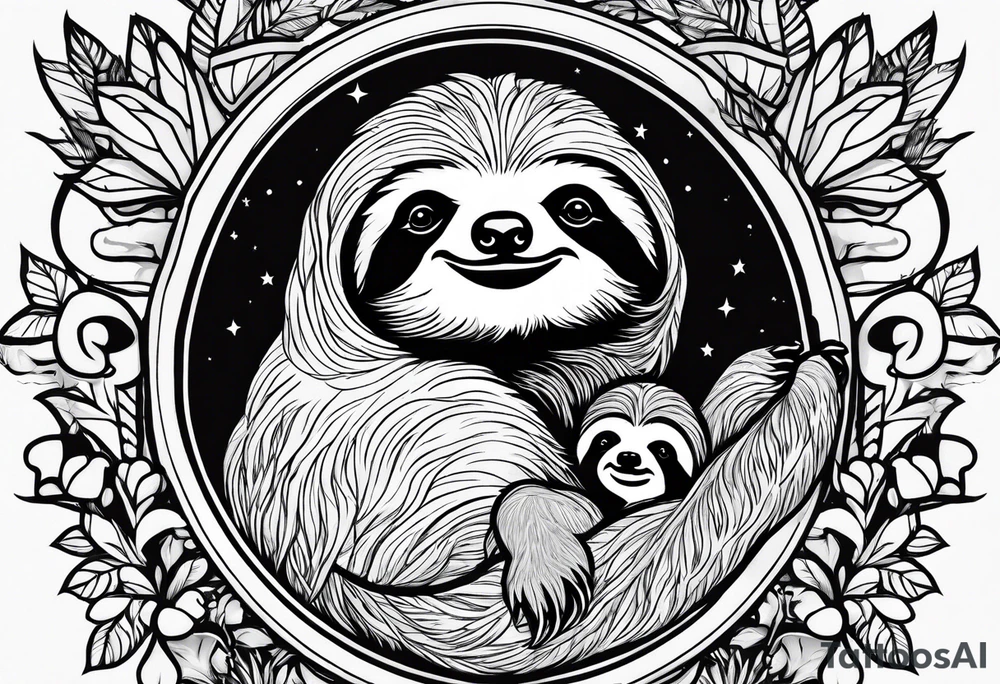 Sloth and babies tattoo idea