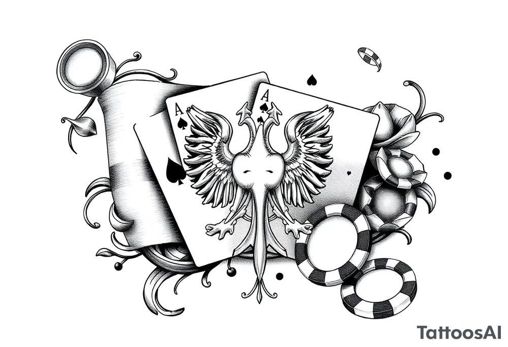 Poland symbol and poker cards Add casino money to it. tattoo idea