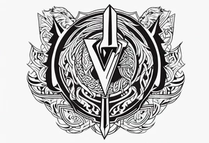 Valhalla sword shield dragon axe Valknut  tribal lion tattoo idea