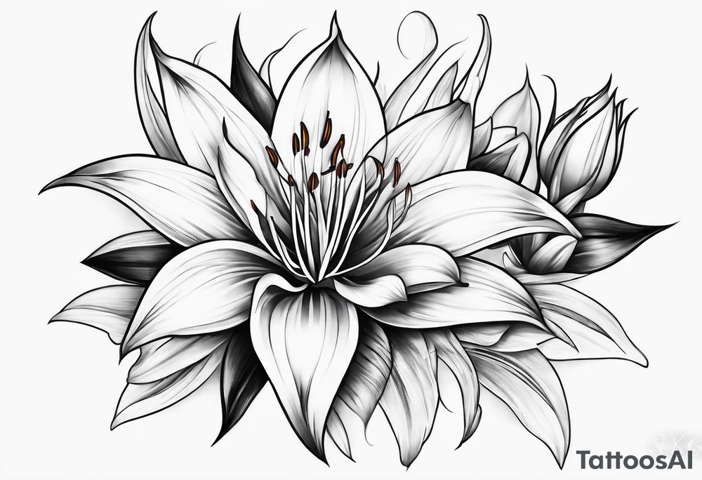 Geometric Fire Lily tattoo idea