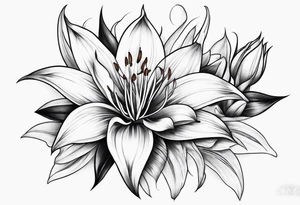 Geometric Fire Lily tattoo idea