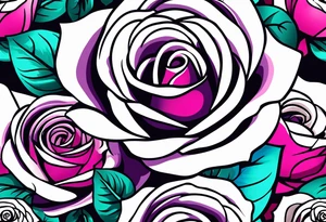 Dad (06-07-14), roses, teal, pink, purple tattoo idea
