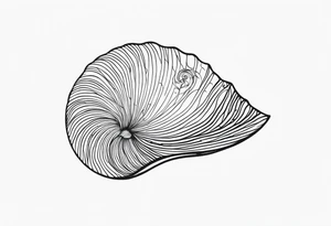 Sea shell with waves inside and sea creature tattoo idea