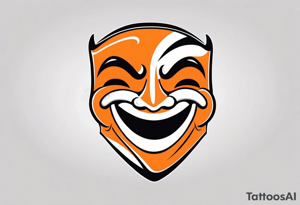 Laughing mask that is orange and black simplistic tattoo idea