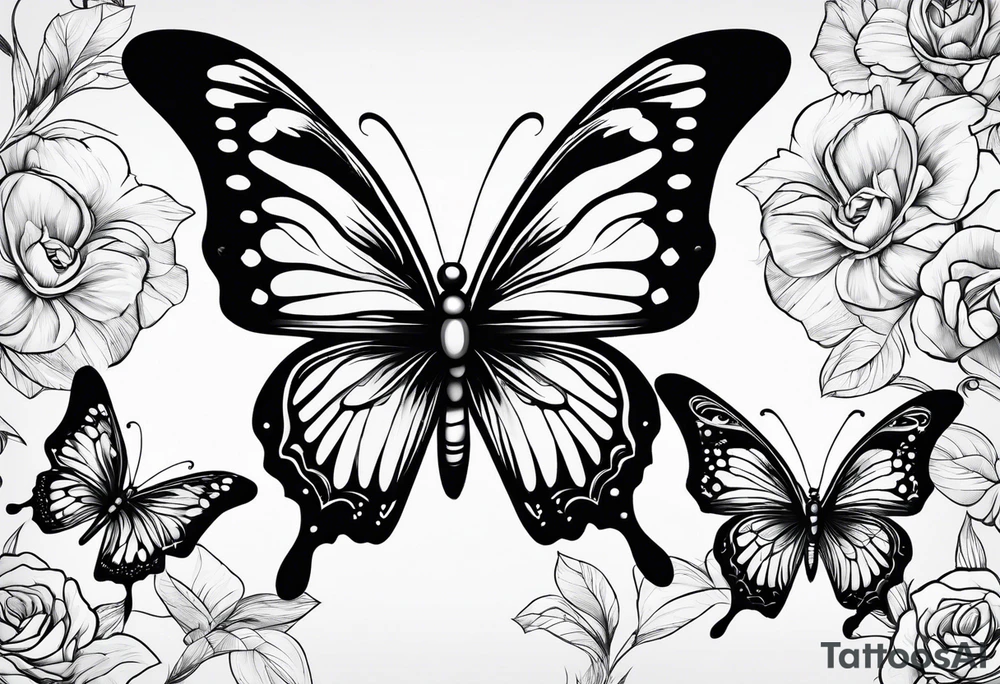 3 fine line butterflies tattoo idea
