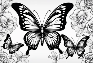 3 fine line butterflies tattoo idea