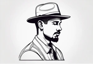 Guy wearing a hat facing forward tattoo idea