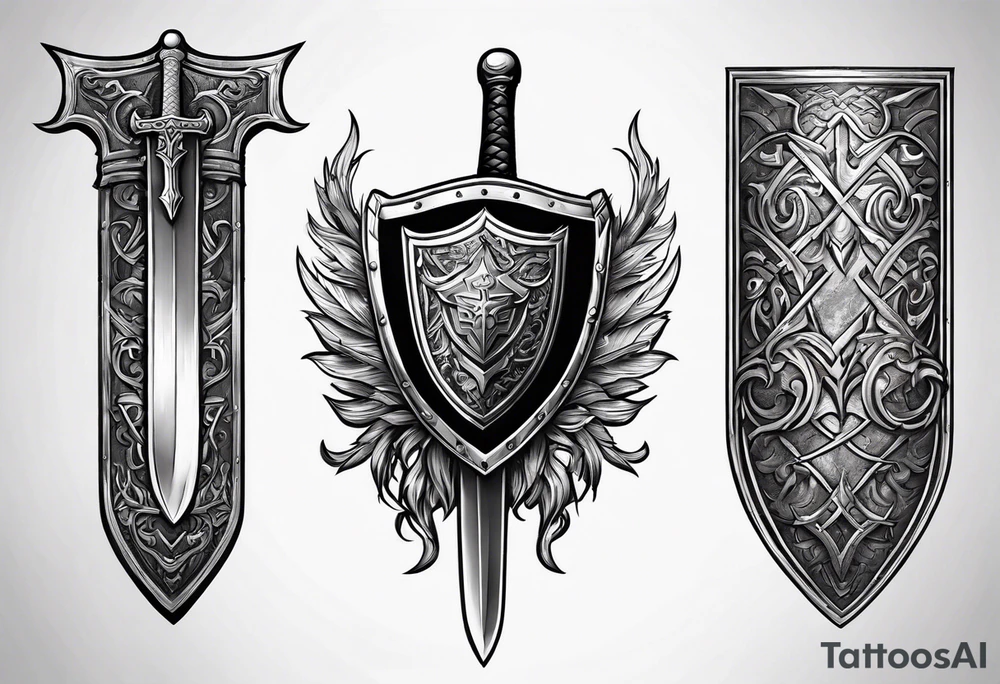 Valhalla sheild sword tattoo idea