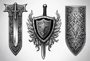 Valhalla sheild sword tattoo idea