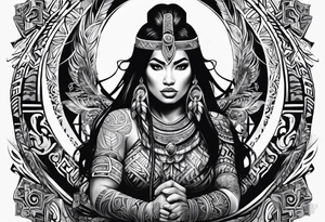 Māori female warrior doing pukana tattoo idea