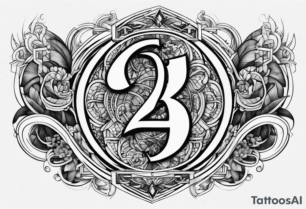 number 24 and 76 intertwined in a hidden image tattoo idea number 24 and 76 intertwined in a hidden image tattoo idea