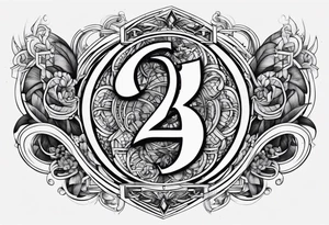 number 24 and 76 intertwined in a hidden image tattoo idea